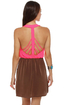 LULUS Exclusive Back Beauty Neon Pink and Brown Dress